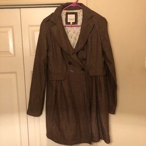 Brown Button down with collar coat.